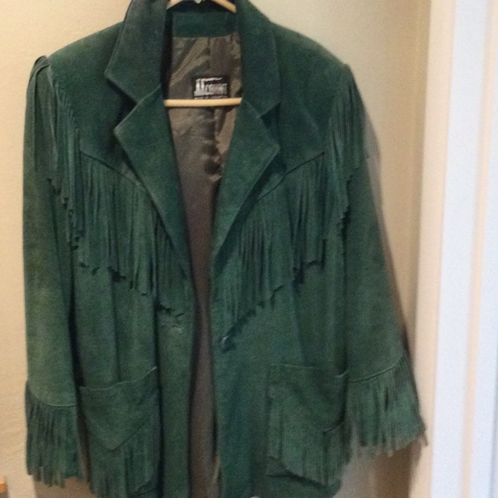 Vintage green suede western coat